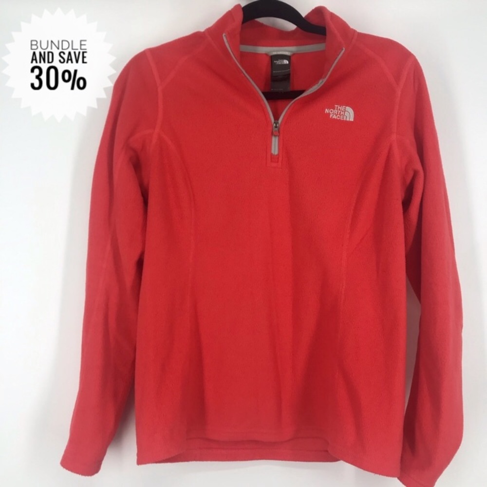 the north face fleece sweater medium red orange